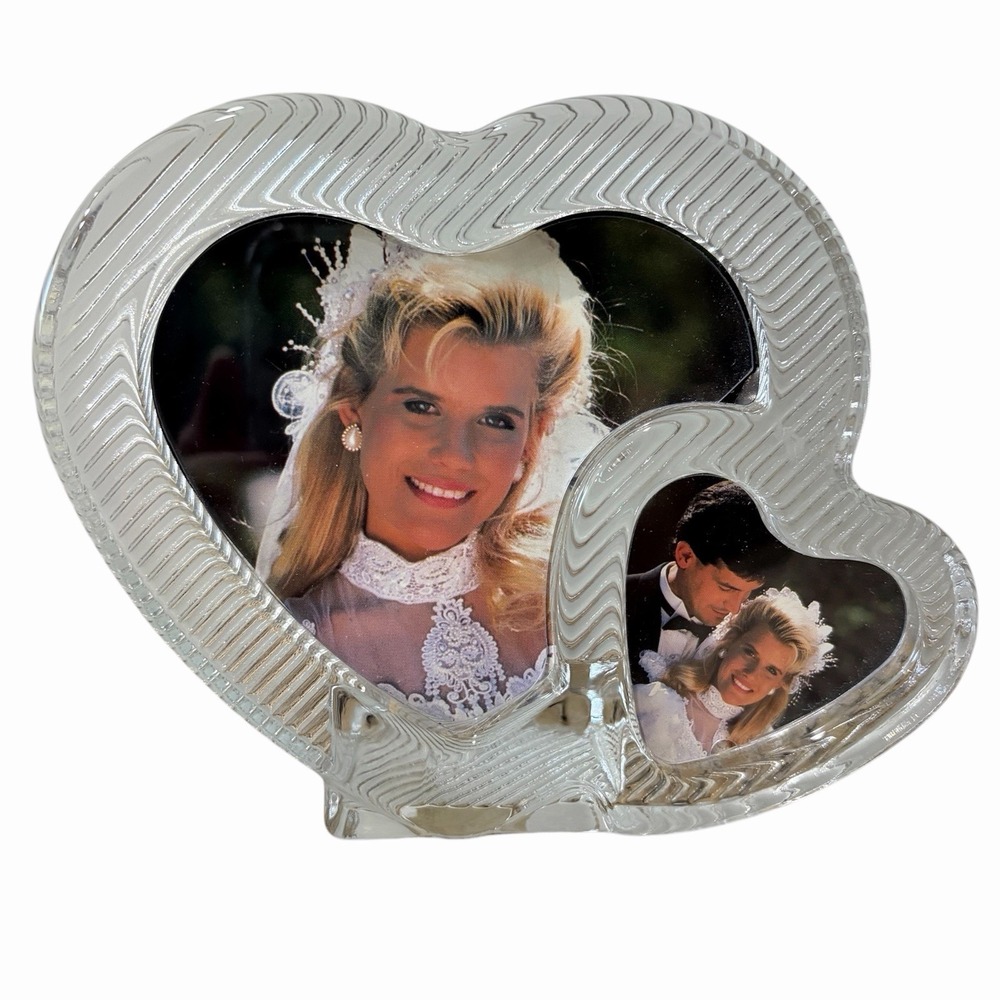 Mikasa Polished Portraits Double Heart Clear Glass Picture Frame Made in Japan